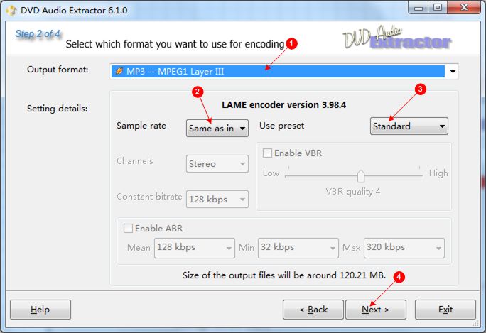 DVD Audio Extractor サンプルレート設定